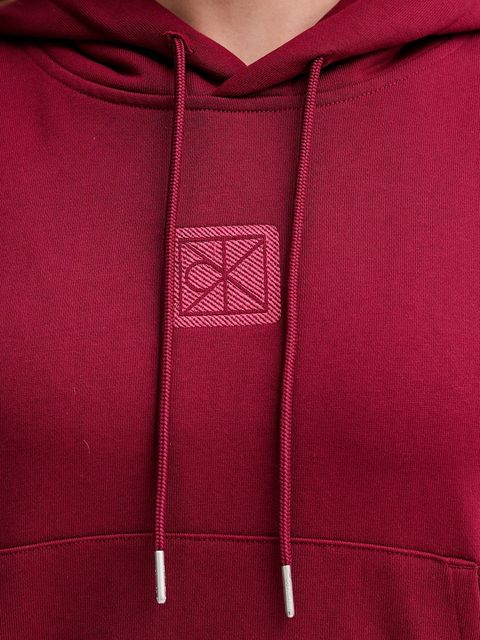 Calvin Klein bluza damska kolor bordowy z kapturem gładka LV044D204G