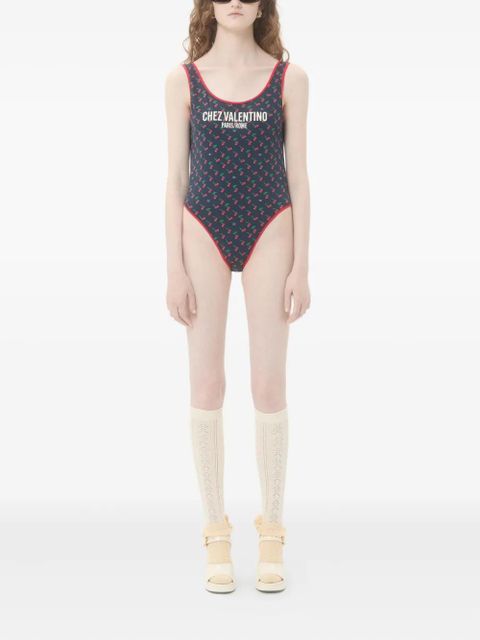 Valentino Garavani Cherryfic-print swimsuit - Blue