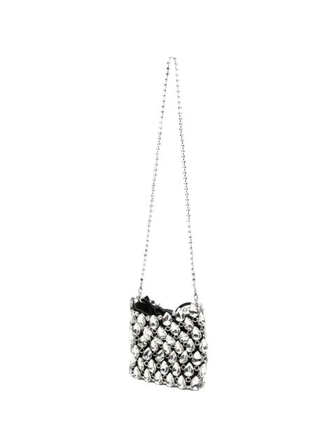 Self-Portrait Chainmail crystal-embellishment shoulder bag - Silver
