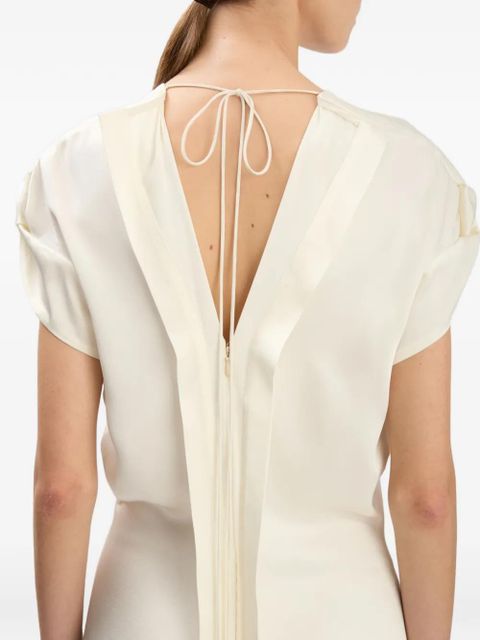 Victoria Beckham Twist Shoulder asymmetric-hem midi dress - White