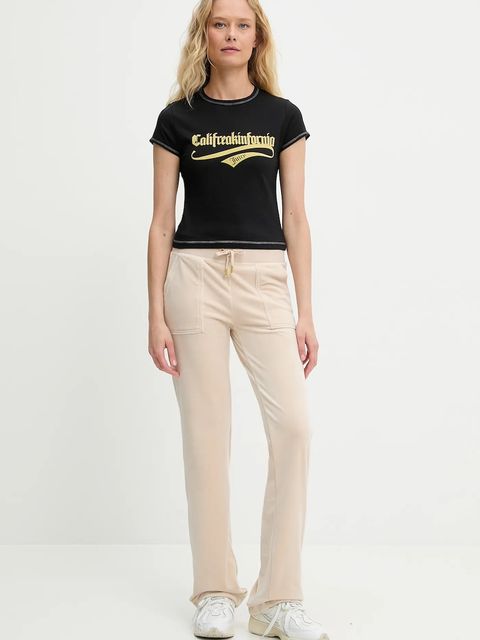 Juicy Couture t-shirt CALIFREAKINFORNIA BABY T-SHIRT damski kolor czarny JCNCT225460 - zdjęcie produktu nr 2