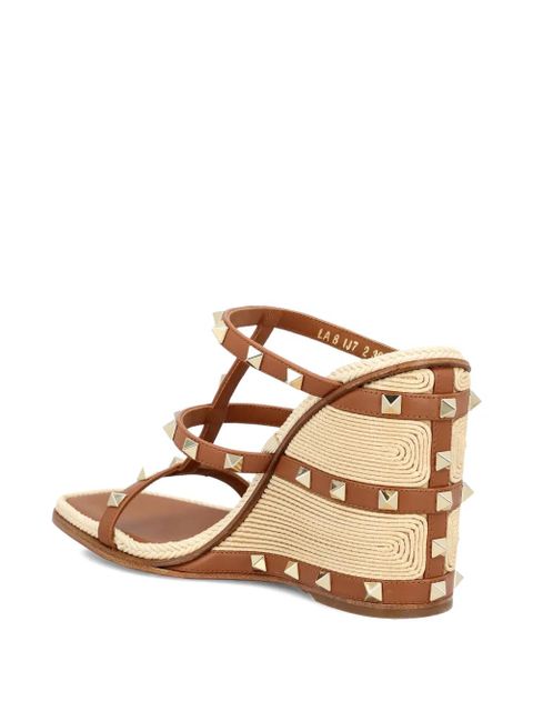 Valentino Garavani Rockstud wedge sandals - Brown