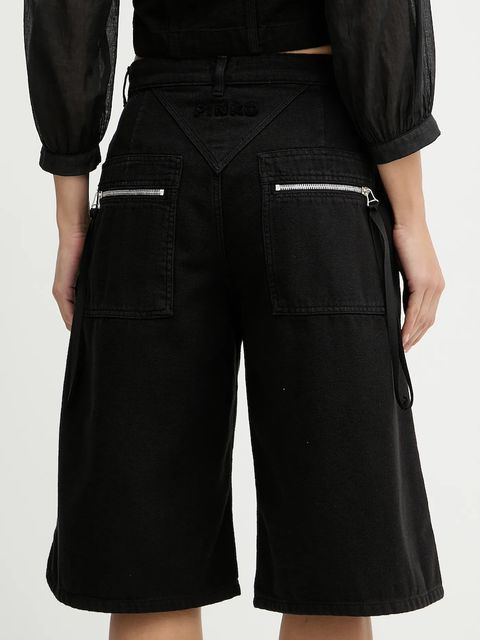 Pinko szorty bawełniane damskie kolor czarny gładkie high waist 105245 A2M8