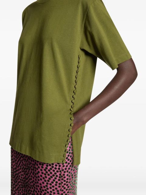 DRIES VAN NOTEN button-embellishment cotton T-shirt - Green