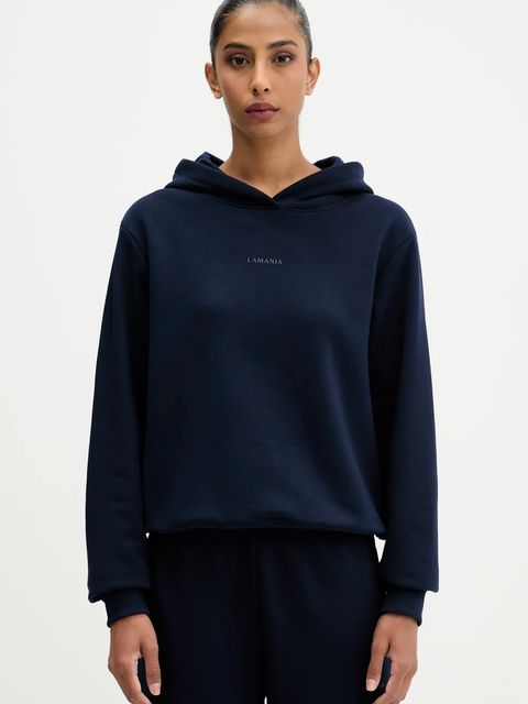 La Mania bluza ALI damska kolor granatowy z kapturem gładka ALI - zdjęcie produktu nr 1