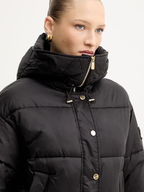 Pinko kurtka kolor brązowy zimowa oversize 105656 A2TF