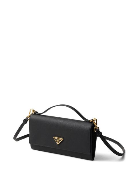 Prada Saffiano-leather wallet with shoulder strap - Black