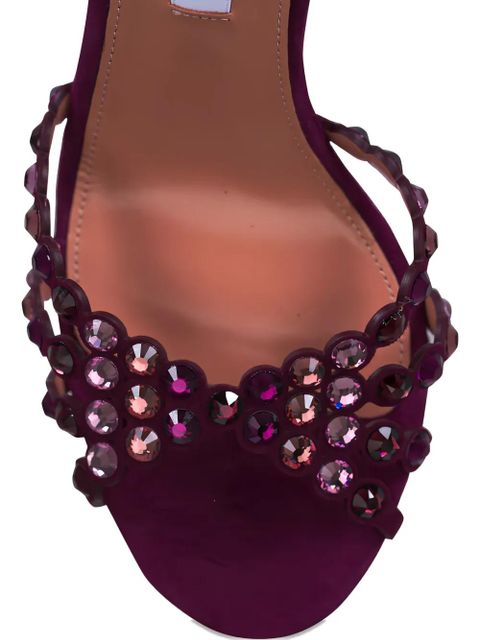 Aquazzura 90mm embellished scalloped-edges heeled sandals - Red