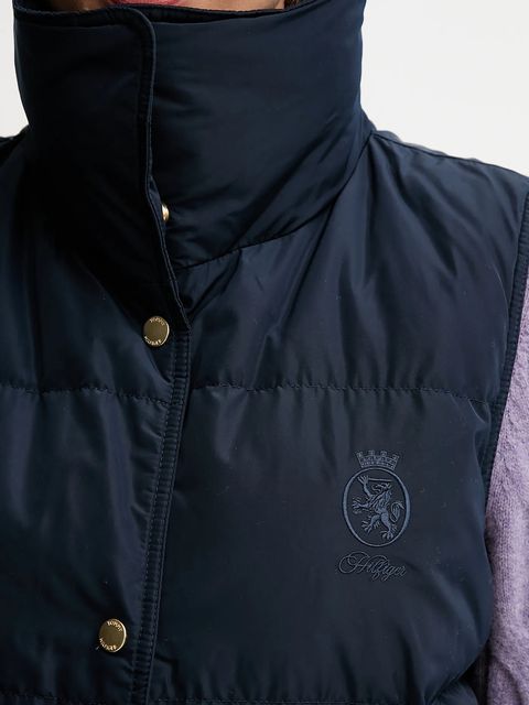 Tommy Hilfiger bezrękawnik puchowy kolor granatowy przejściowy WW0WW46545 - zdjęcie produktu nr 2