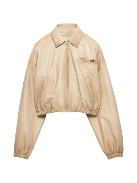 Prada cropped nappa leather jacket - Neutrals - zdjęcie produktu nr 1