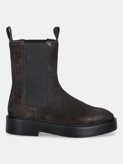 Calvin Klein sztyblety zamszowe CONVAVE WELT CHESEA SUEDE damskie kolor brązowy na płaskim obcasie YW0YW01969 - zdjęcie produktu nr 2