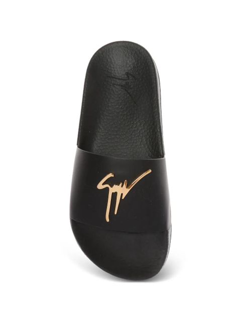 Giuseppe Zanotti Brett logo plaque sliders - Black