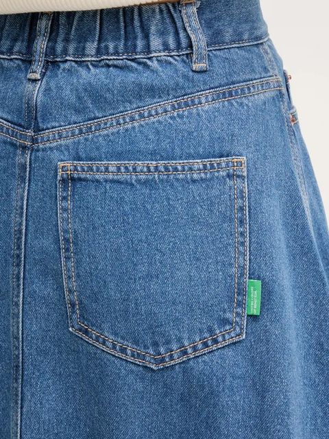 United Colors of Benetton spódnica jeansowa kolor niebieski midi rozkloszowana 43C8D004K