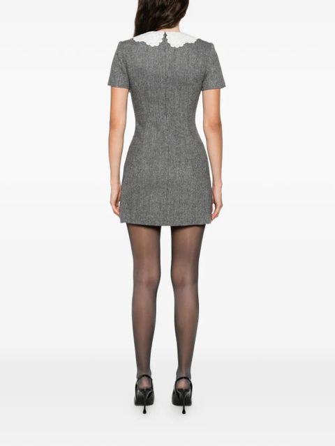 Self-Portrait herringbone mini dress - Grey