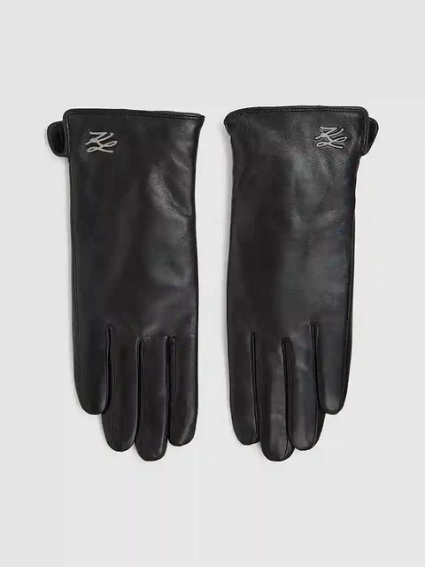 Karl Lagerfeld rękawiczki skórzane K/AUTOGRAPH damskie kolor czarny A4W33017 - zdjęcie produktu nr 1