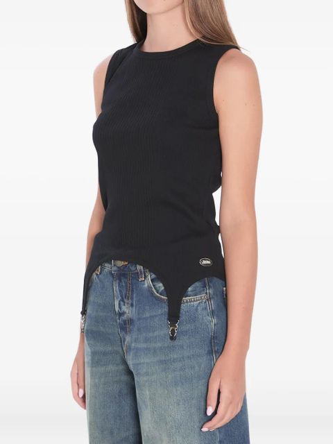Jean Paul Gaultier ribbed hook-detail top - Black