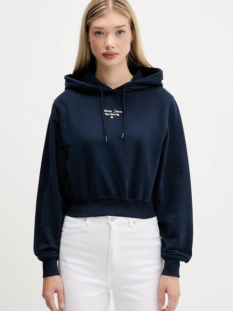 Tommy Jeans bluza bawełniana damska kolor granatowy z kapturem z nadrukiem DW0DW22170 - zdjęcie produktu nr 1