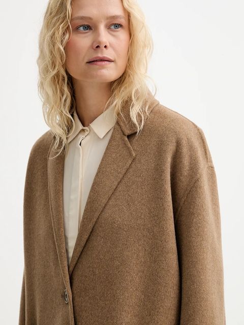 Sessun płaszcz z wełną kolor brązowy przejściowy oversize 25113004