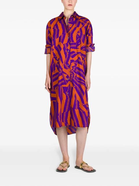 DRIES VAN NOTEN striped cotton shirt dress - Purple - zdjęcie produktu nr 2