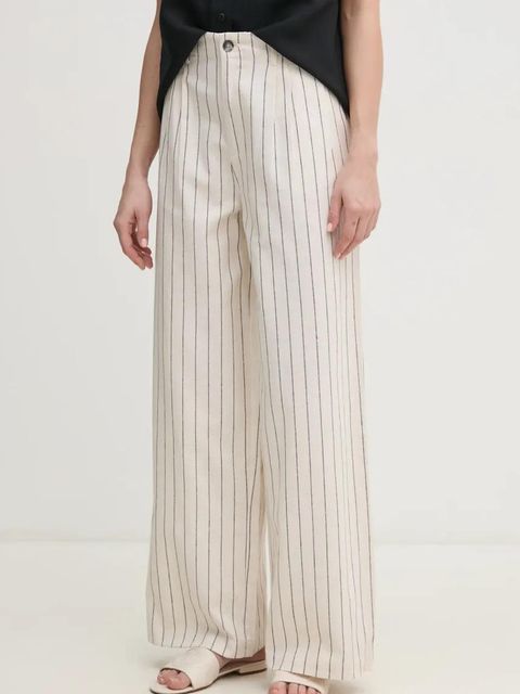 Pepe Jeans spodnie lniane HERLY damskie kolor beżowy szerokie high waist PL211806 - zdjęcie produktu nr 1