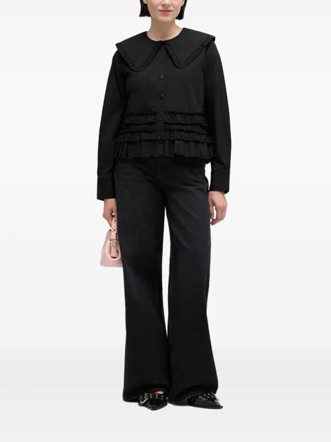 GANNI ruffled top - Black