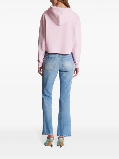 Balmain flocked-logo cotton hoodie - Pink