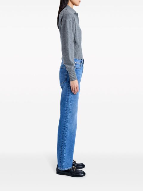 Proenza Schouler Jeanne split-neck ribbed-knit jumper - Grey