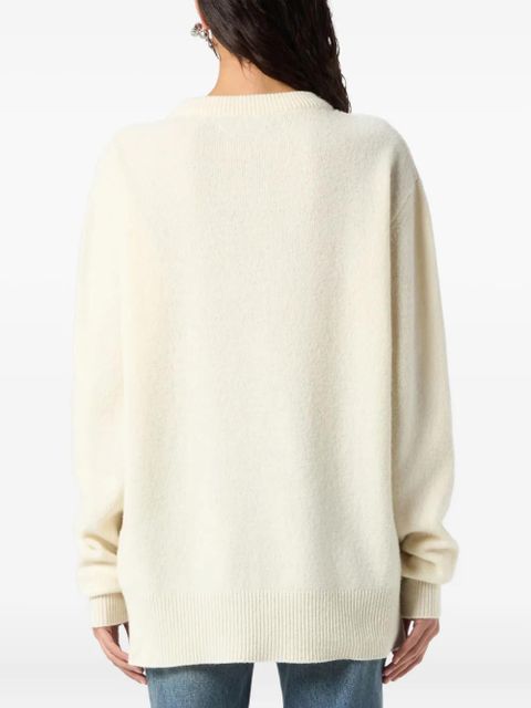 Blumarine floral-motif crew-neck sweater - White