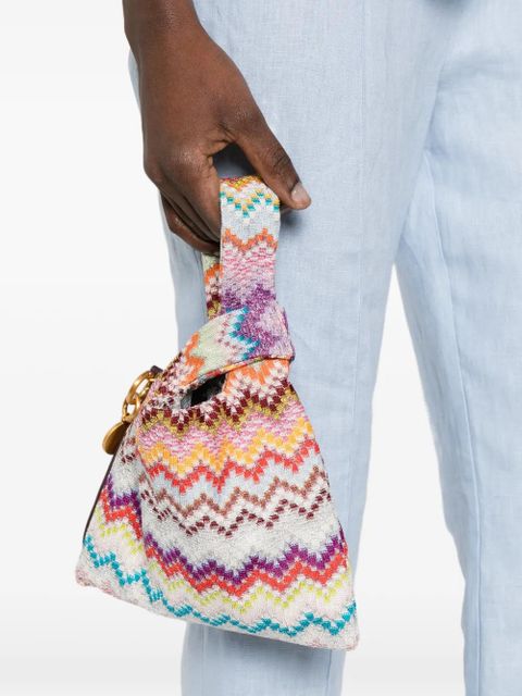 Missoni Raschel zig zag handle tote bag - White
