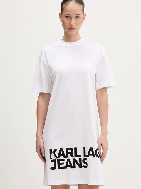 Karl Lagerfeld Jeans sukienka bawełniana kolor biały mini prosta B1W13054 - zdjęcie produktu nr 1