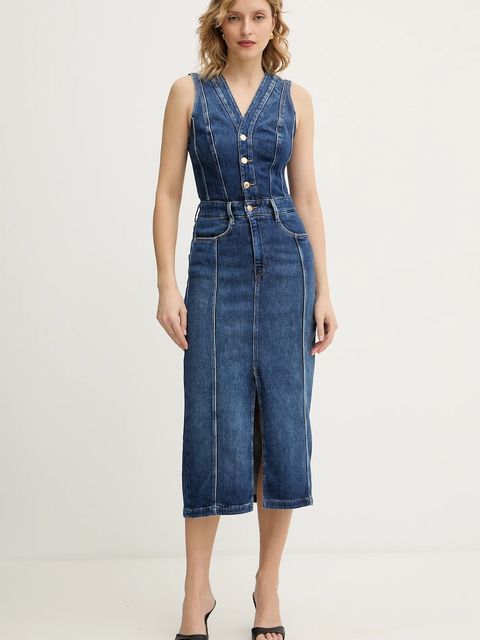 Guess sukienka jeansowa AMARA kolor niebieski midi prosta W5BK40 D0615 - zdjęcie produktu nr 1