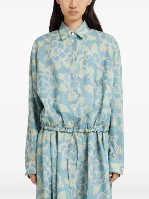 Marni drawstring floral shirt - Blue