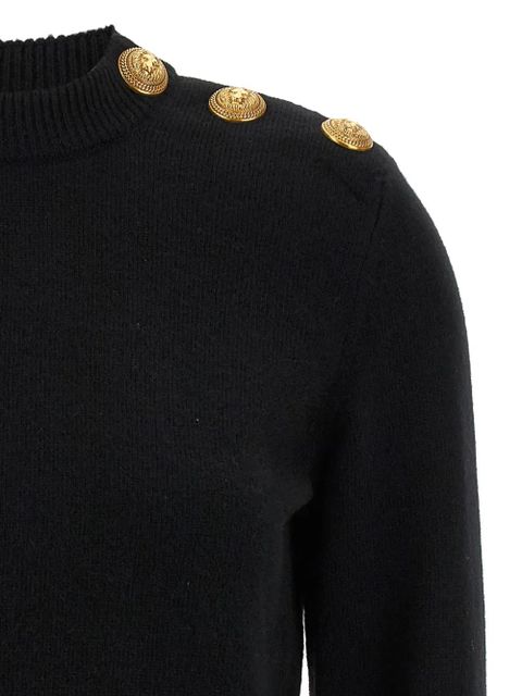 Balmain crew-neck button-embellished sweater - Black