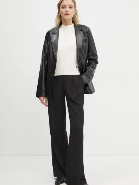 Stand Studio marynarka skórzana Mina kolor czarny jednorzędowa gładka 66391-7850