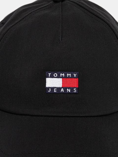 Tommy Jeans czapka z daszkiem bawełniana kolor czarny z aplikacją AW0AW16991