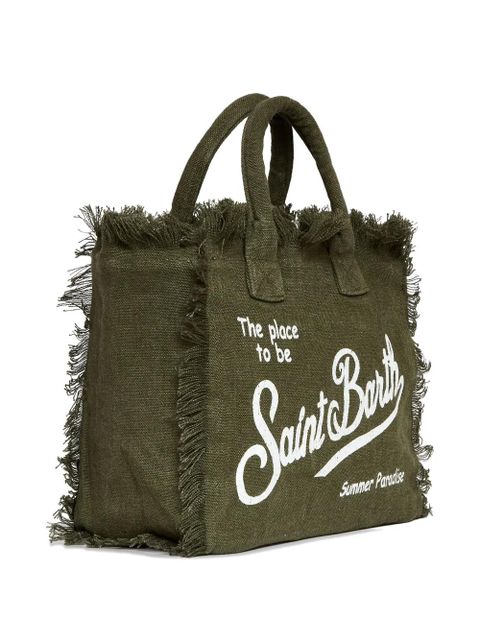 MC2 Saint Barth Colette frayed linen tote bag - Green
