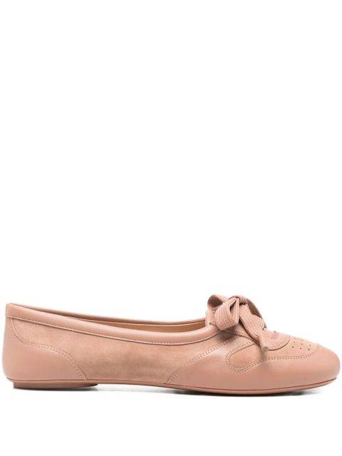 Gianvito Rossi lace-up leather ballet flats - Pink - zdjęcie produktu nr 1