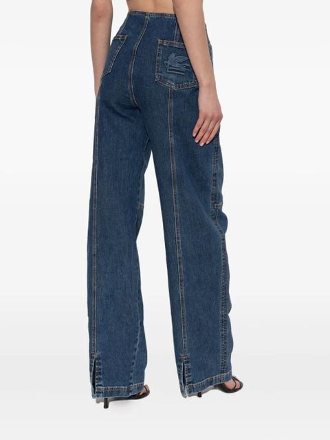 ETRO Pegaso-motif panelled jeans - Blue - zdjęcie produktu nr 2