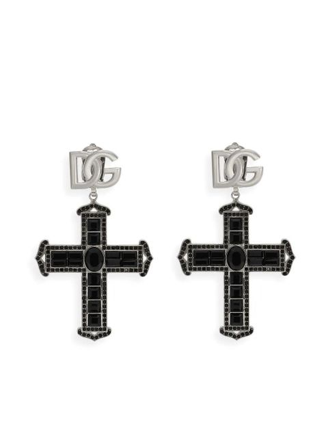 Dolce & Gabbana KIM DOLCE&GABBANA rhinestone-embellished cross earrings - Silver - zdjęcie produktu nr 1