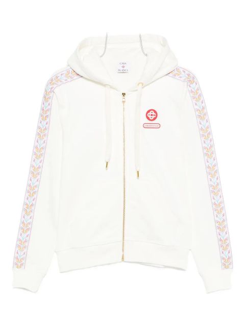 Casablanca logo-embroidered hooded jacket - White