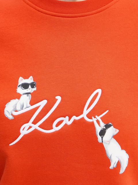 Karl Lagerfeld bluza IKON SIGNATURE damska kolor pomarańczowy z nadrukiem B1W20031