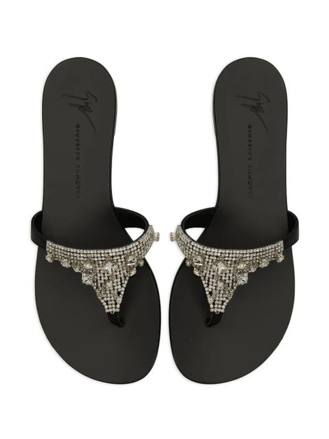 Giuseppe Zanotti Clarett crystal-embellished flat sandals - Black