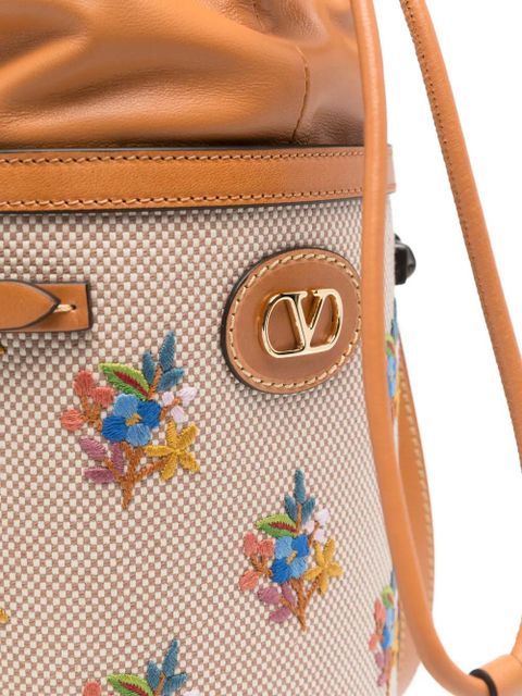 Valentino Garavani floral-pattern bucket bag - Neutrals