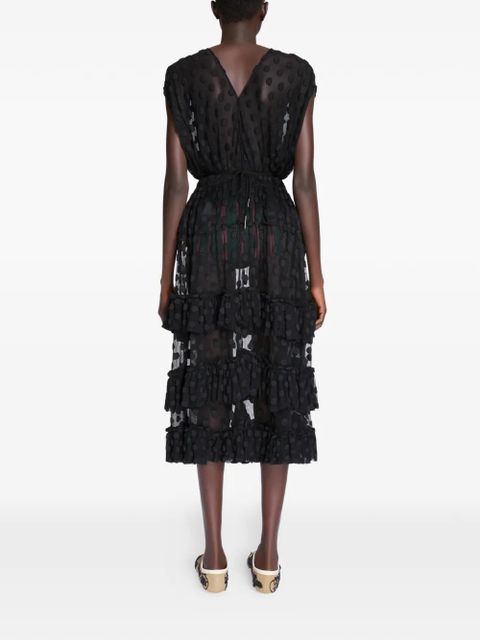 DRIES VAN NOTEN ruffled mesh dress - Black