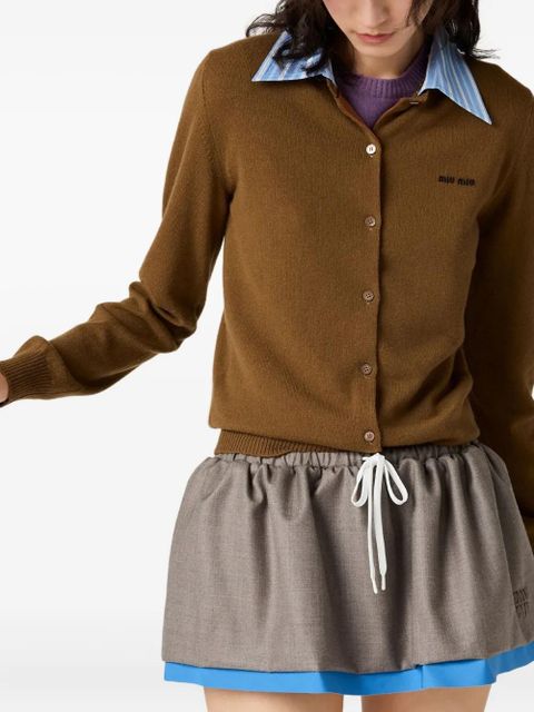 Miu Miu shirt-collar cashmere cardigan - Brown
