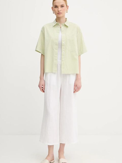 United Colors of Benetton koszula damska kolor zielony regular z kołnierzykiem klasycznym 5SZRDQ0C0