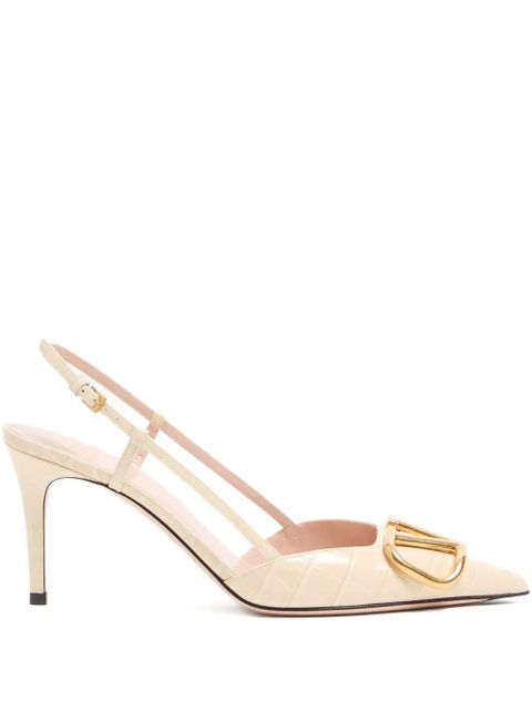 Valentino Garavani Vlogo crocodile effect slingback pumps - Neutrals - zdjęcie produktu nr 1