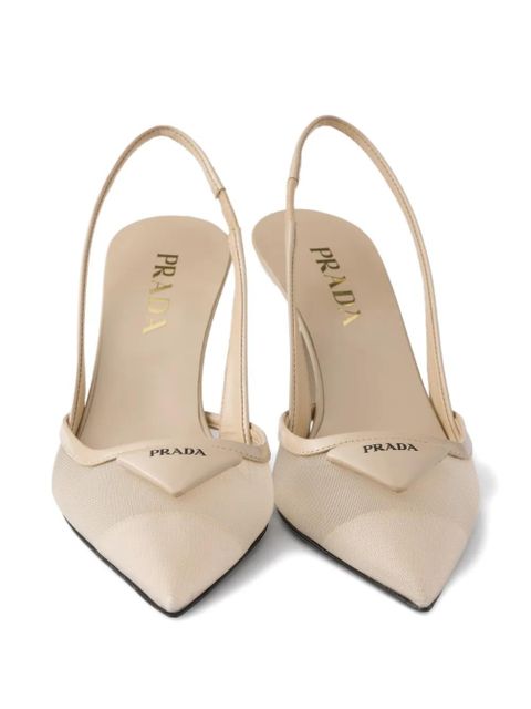Prada mesh fabric slingback pumps - Neutrals