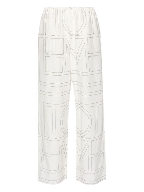 TOTEME embroidered-monogram trousers - White - zdjęcie produktu nr 1