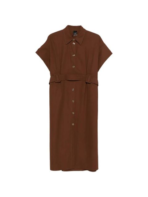 PINKO belted buttoned midi shirt dress - Brown